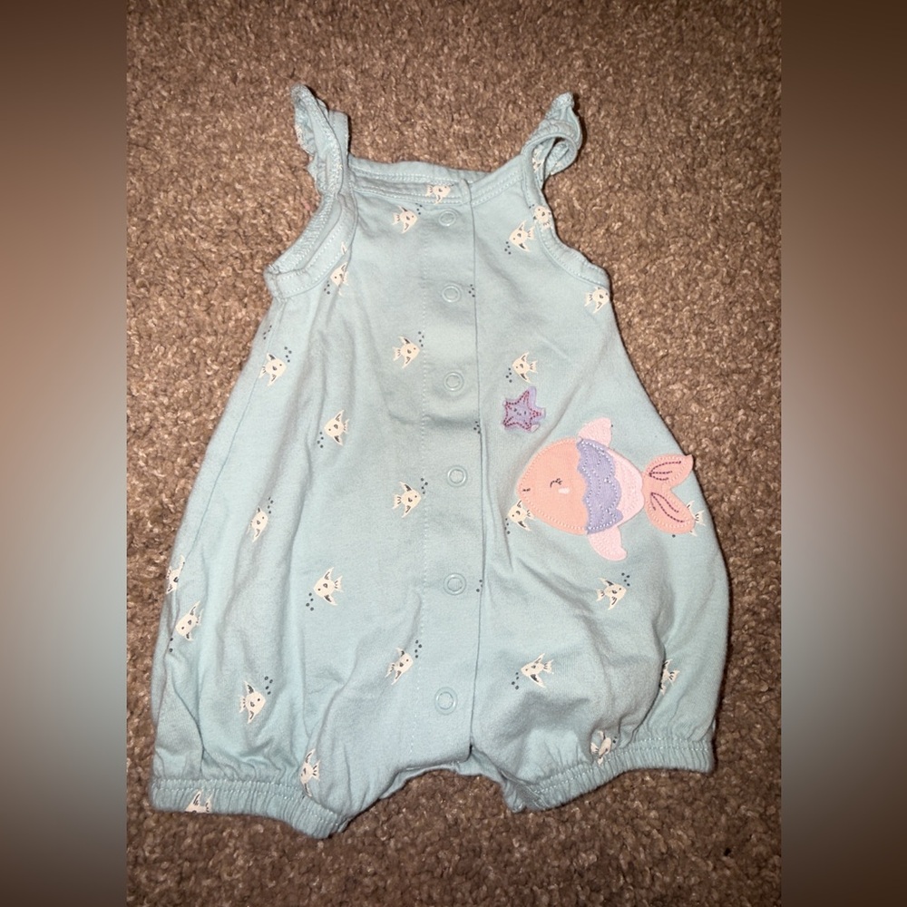 Adorable Baby Blue Fish Romper NB NWOT